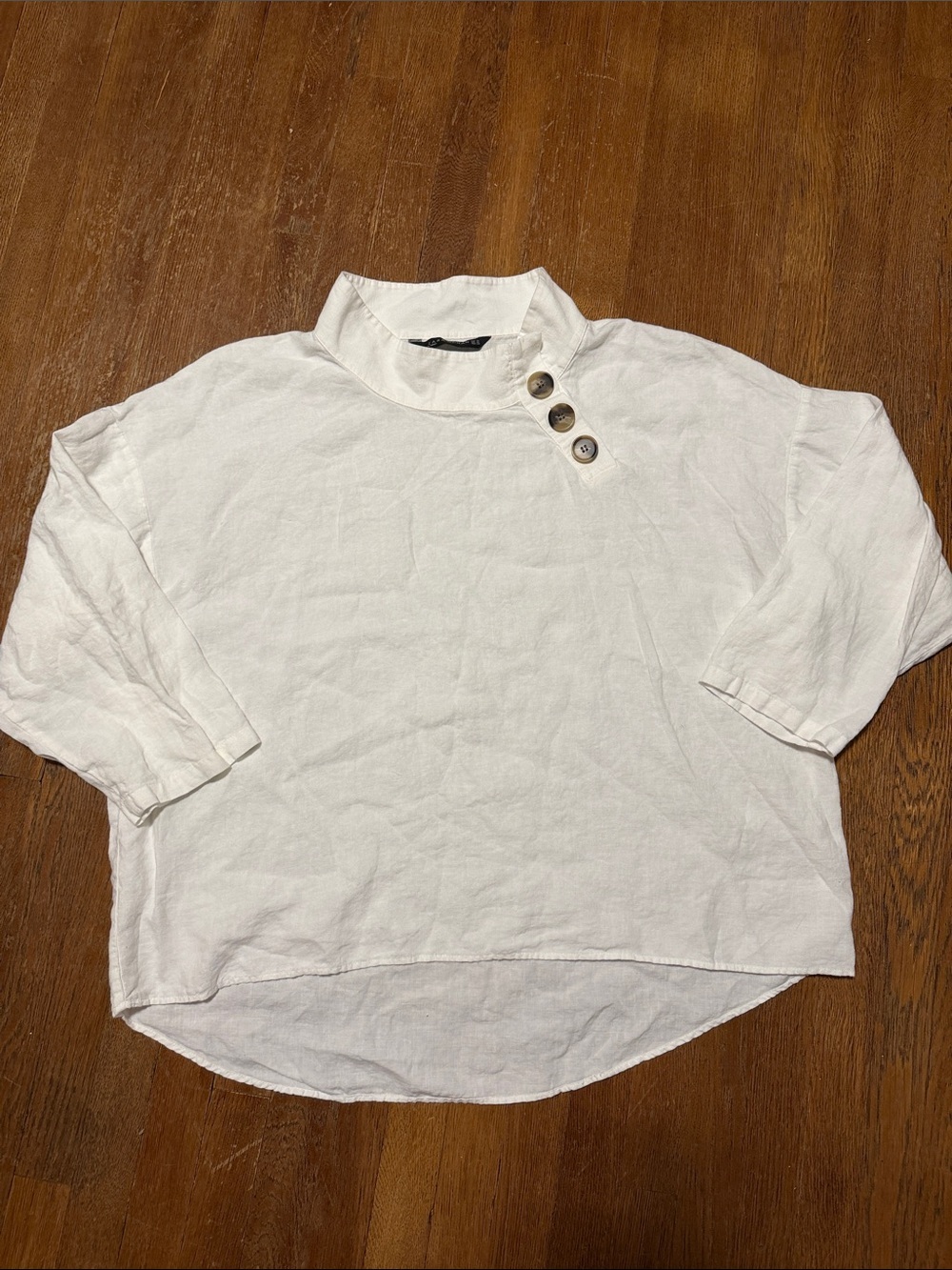 Zara White Linen Blouse Top